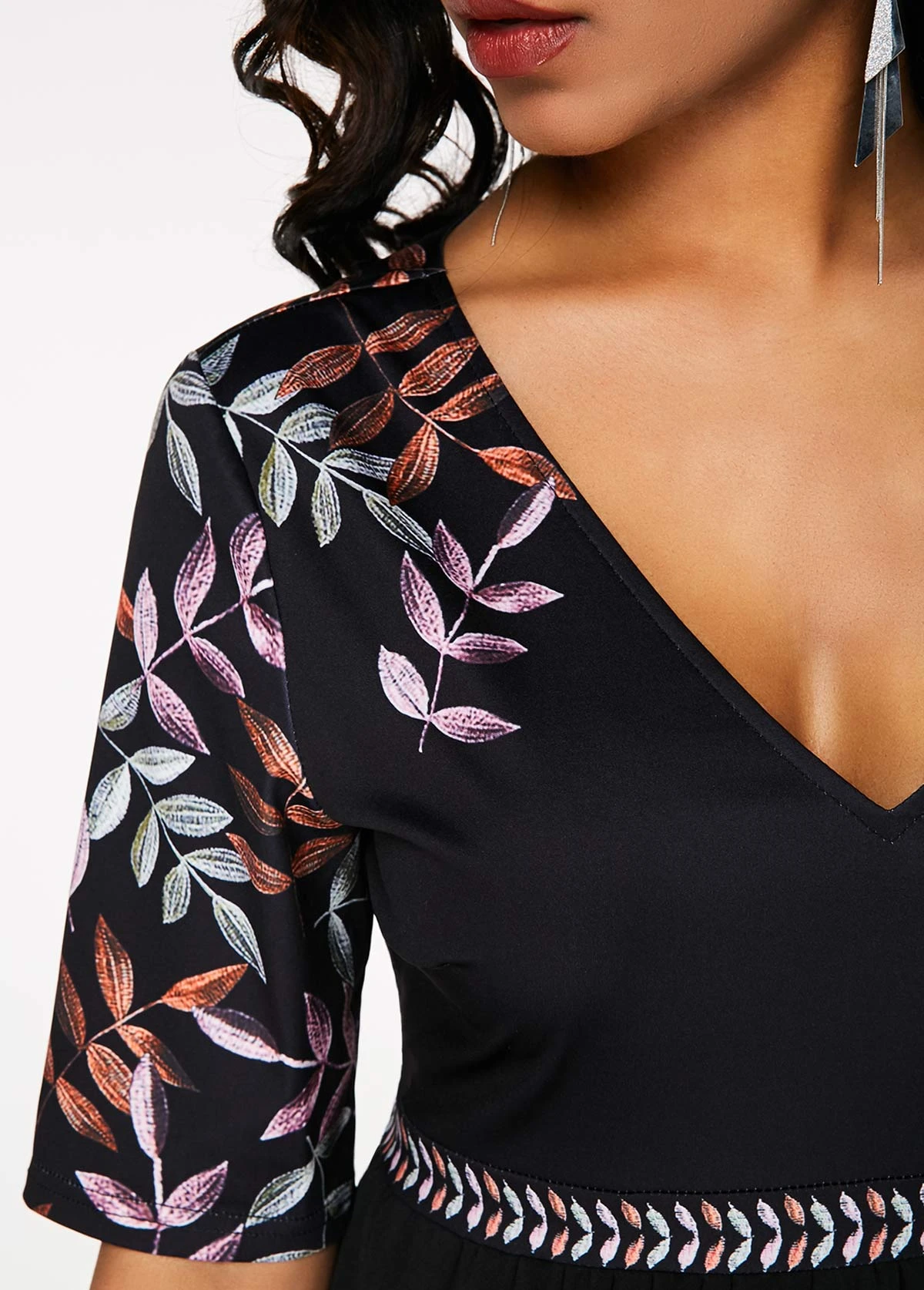 V Neck Printed Half Sleeve Black T Shirt 6 V Neck Printed Half Sleeve Black T Shirt - Image 6