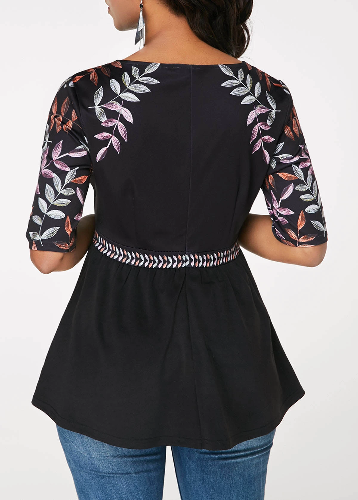 V Neck Printed Half Sleeve Black T Shirt 2 V Neck Printed Half Sleeve Black T Shirt - Image 2