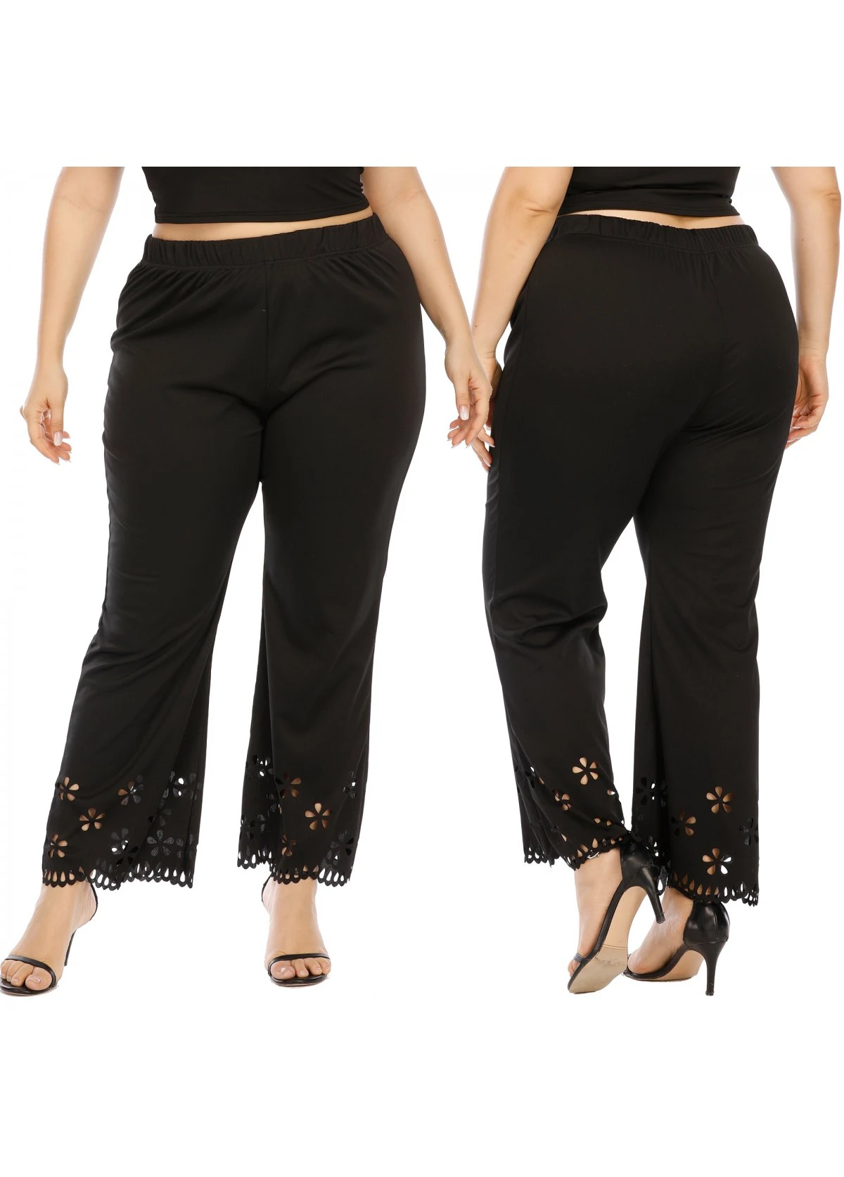 Pierced Elastic Waist Plus Size Pants 3 Pierced Elastic Waist Plus Size Pants - Image 3