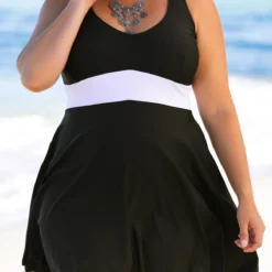 Contrast Plus Size Swimdress And Panty -Rosewe Online Store 261960 P 16087772879292