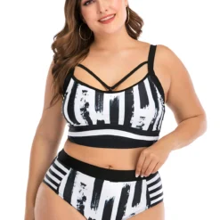 Printed Spaghetti Strap Plus Size Bikini Set