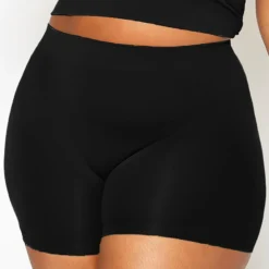 Solid Plus Size High Waist Swim Shorts