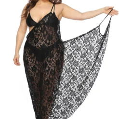 Lace Plus Size Spaghetti Strap Cover Up