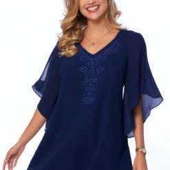 Solid Embellished Neck Cold Shoulder T Shirt