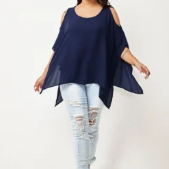 Ruffle Sleeve Cold Shoulder Chiffon T Shirt -Rosewe Online Store 270354 P 1628141599546