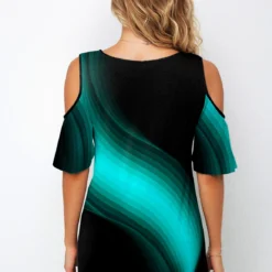 Round Neck Chevron Print Cold Shoulder T Shirt 10 Round Neck Chevron Print Cold Shoulder T Shirt -Rosewe Online Store 270702 P 1617768173483