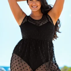 Mesh Stitching Plus Size Solid One Piece Swimwear -Rosewe Online Store 271499 P 16183876759744