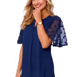 Chiffon Polka Dot Split Neck Blouse 7 Chiffon Polka Dot Split Neck Blouse -Rosewe Online Store 272252 P 16238447599342