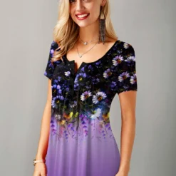 Button Detail Floral Print Short Sleeve T Shirt 7 Button Detail Floral Print Short Sleeve T Shirt -Rosewe Online Store 277097 P 1624349349861 scaled