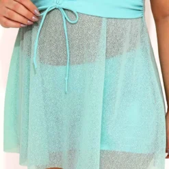 Cyan Plus Size Drawstring Detail Swimdress And Shorts -Rosewe Online Store 290726 P 16402599810743