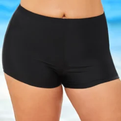Black High Waisted Plus Size Swimwear Shorts