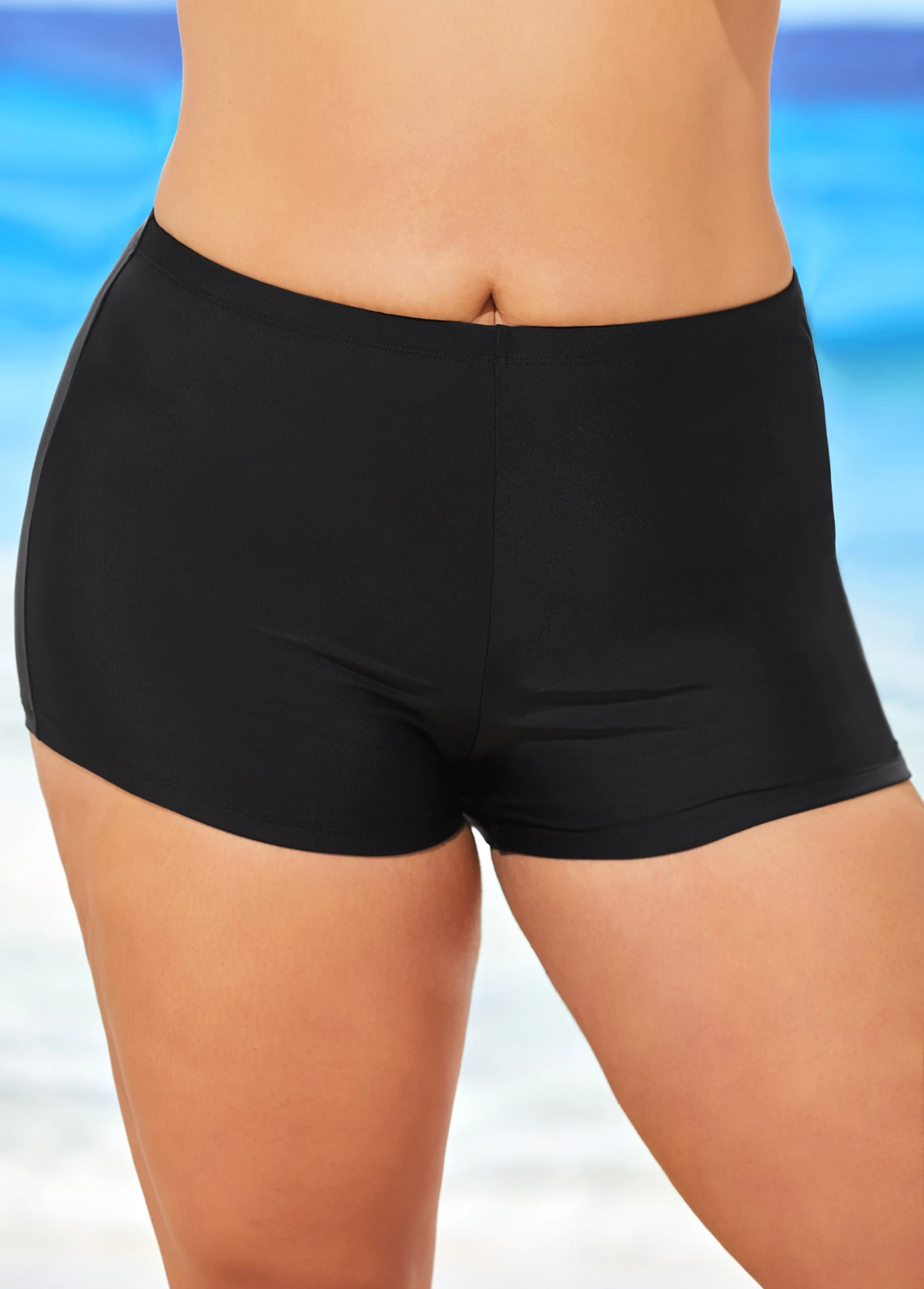 Black High Waisted Plus Size Swimwear Shorts 1 Black High Waisted Plus Size Swimwear Shorts