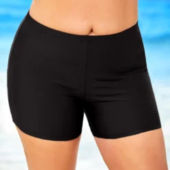 Black Plus Size High Waisted Swimwear Shorts