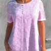 Light Pink Embroidered Faux Two Piece T Shirt