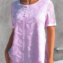 Light Pink Embroidered Faux Two Piece T Shirt 5 Light Pink Embroidered Faux Two Piece T Shirt -Rosewe Online Store 301401 P 1656412963801