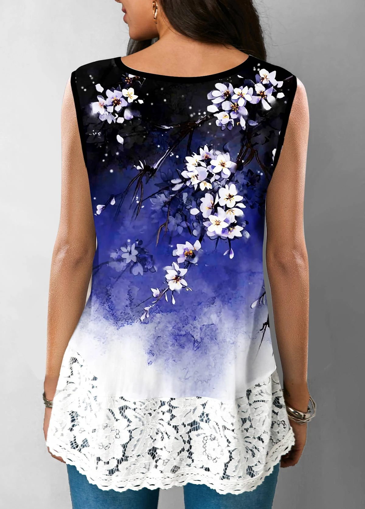 Lace Stitching V Neck Multi Color Tank Top 2 Lace Stitching V Neck Multi Color Tank Top - Image 2