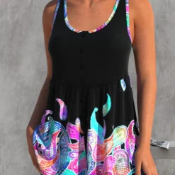 Rainbow Color Wide Strap Paisley Print Tank Top -Rosewe Online Store 304729 P 1652333825814