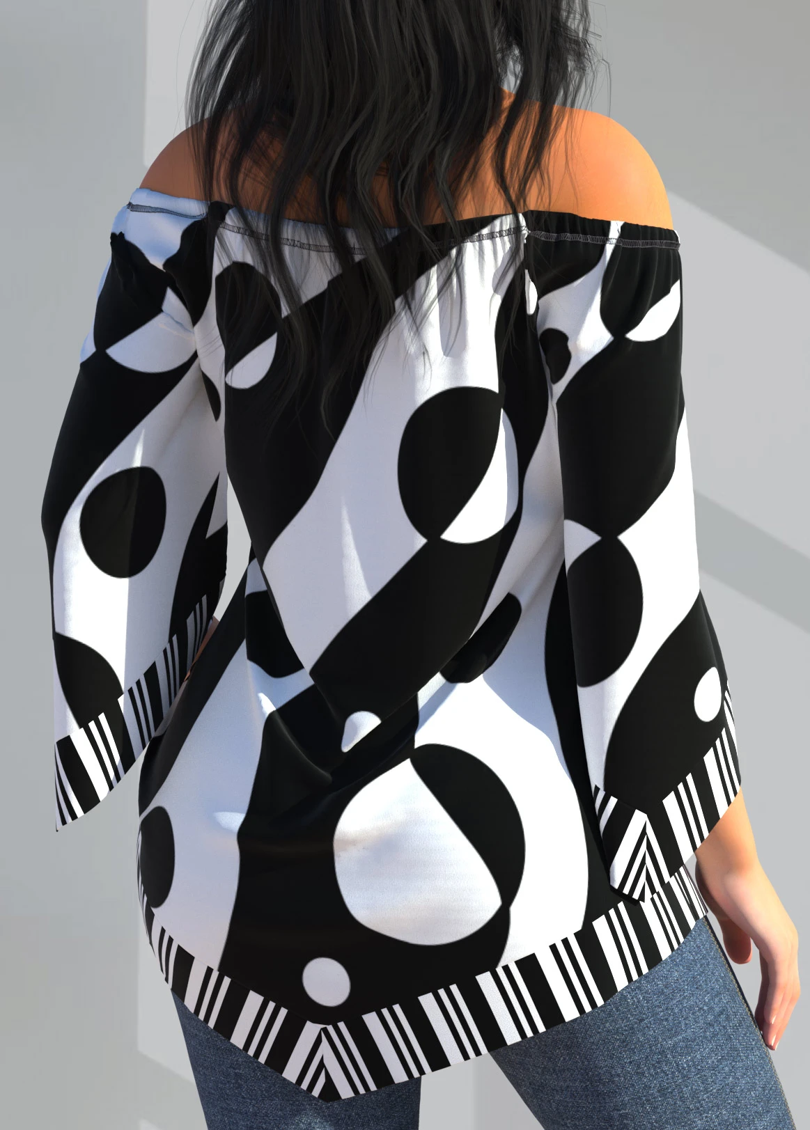 Polka Dot White Cross Strap Striped T Shirt 2 Polka Dot White Cross Strap Striped T Shirt - Image 2