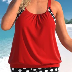 Polka Dot Red Plus Size Tankini Set
