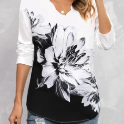 Floral Print Long Sleeve Black Blouse 6 Floral Print Long Sleeve Black Blouse -Rosewe Online Store 309477 P 16617601983502