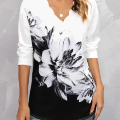 Floral Print Long Sleeve Black Blouse 7 Floral Print Long Sleeve Black Blouse -Rosewe Online Store 309477 P 16617601985303