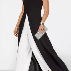 Plus Size Overlay Black Contrast Jumpsuit