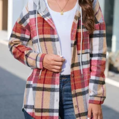 Plus Size Multi Color Plaid Long Sleeve Coat -Rosewe Online Store 312578 P 16641580816883
