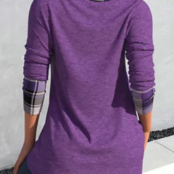 Plus Size Tartan Print Cross Hem Dusty Purple Sweatshirt 10 Plus Size Tartan Print Cross Hem Dusty Purple Sweatshirt -Rosewe Online Store 315494 P 1665218127899