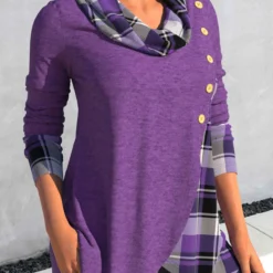 Plus Size Tartan Print Cross Hem Dusty Purple Sweatshirt 8 Plus Size Tartan Print Cross Hem Dusty Purple Sweatshirt -Rosewe Online Store 315764 P 1665218124833