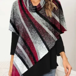 Plus Size Asymmetric Hem Geometric Print Long Sleeve Sweatshirt