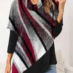 Plus Size Asymmetric Hem Geometric Print Long Sleeve Sweatshirt -Rosewe Online Store 316998 P 1665467799221