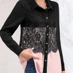 Plus Size Long Sleeve Shirt Collar Blouse -Rosewe Online Store 317495 P 16730871801112