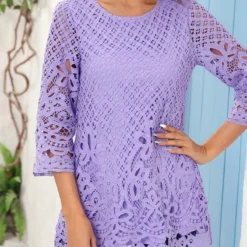 Light Purple Lace Round Neck Blouse 8 Light Purple Lace Round Neck Blouse -Rosewe Online Store 318790 P 16730049202773