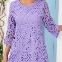 Light Purple Lace Round Neck Blouse 7 Light Purple Lace Round Neck Blouse -Rosewe Online Store 318790 P 16730049206962