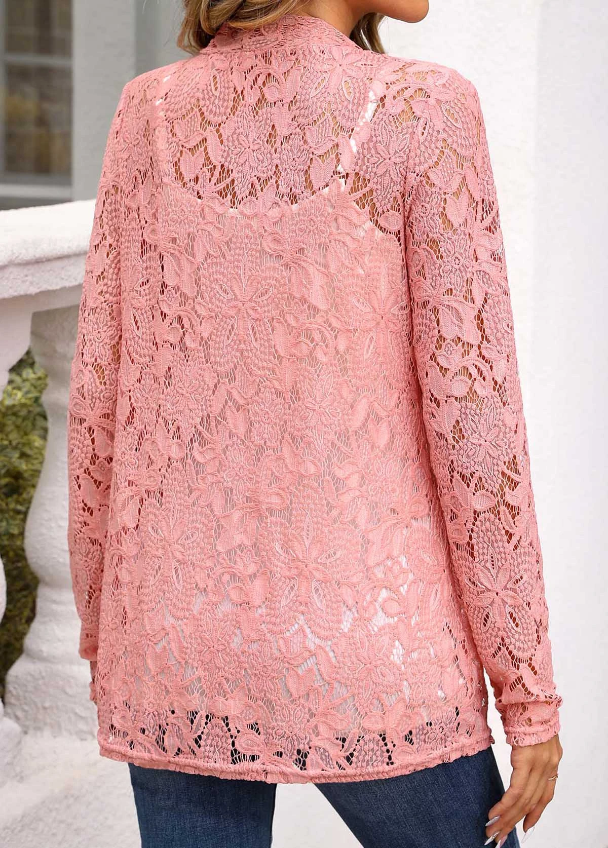 Two Piece Pink Long Sleeve Blouse And Camisole 2 Two Piece Pink Long Sleeve Blouse And Camisole - Image 2