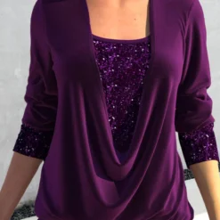 Plus Size Purple Long Sleeve T Shirt