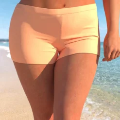 Mid Waisted Orange Plus Size Swim Shorts