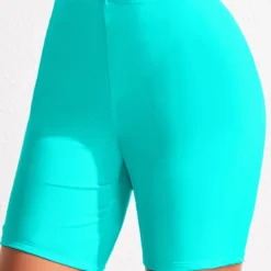 High Waisted Cyan Plus Size Swim Shorts -Rosewe Online Store 319925 P 16738684239342