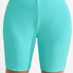 High Waisted Mint Green Plus Size Swim Shorts