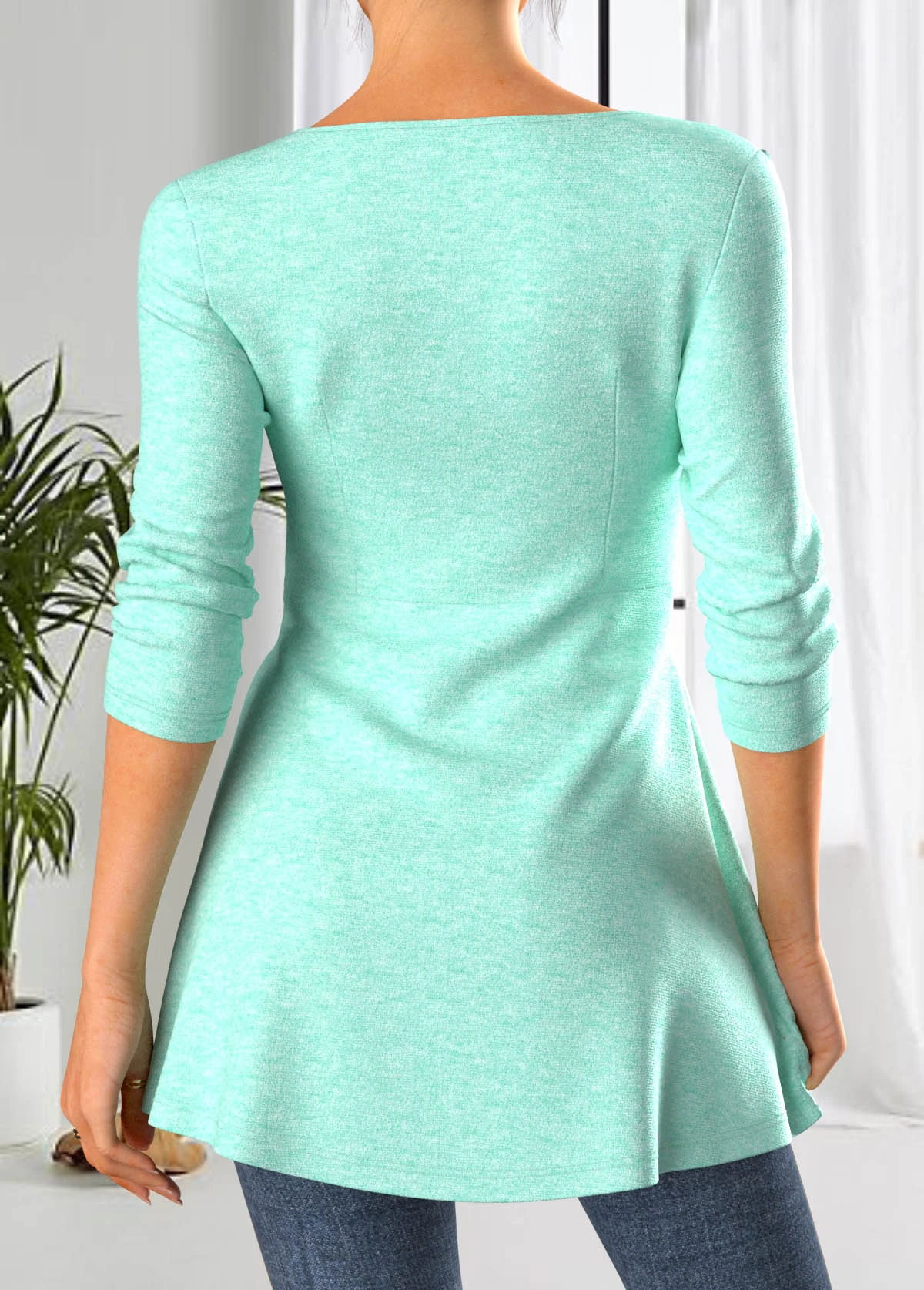 Criss Cross Heart Collar Mint Green T Shirt 2 Criss Cross Heart Collar Mint Green T Shirt - Image 2