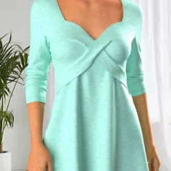 Criss Cross Heart Collar Mint Green T Shirt 5 Criss Cross Heart Collar Mint Green T Shirt -Rosewe Online Store 321995 P 1670906932882