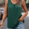 Scoop Neck Blackish Green Asymmetric Hem Tank Top