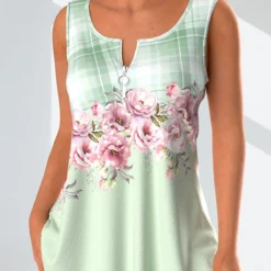 Plus Size Floral Print Sleeveless Tank Top -Rosewe Online Store 323486 P 1672897305258