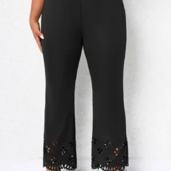 Black Plus Size Burn Out Printing Pants