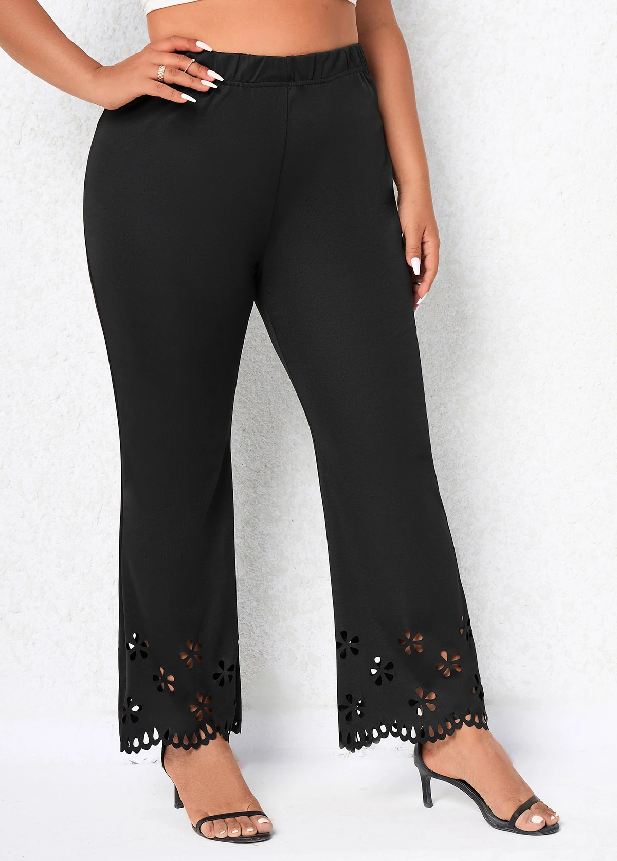Black Plus Size Burn Out Printing Pants 3 Black Plus Size Burn Out Printing Pants - Image 3