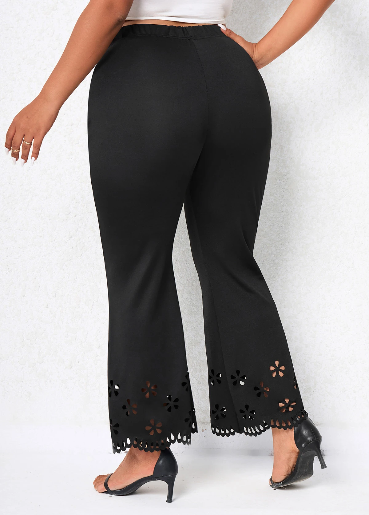 Black Plus Size Burn Out Printing Pants 2 Black Plus Size Burn Out Printing Pants - Image 2