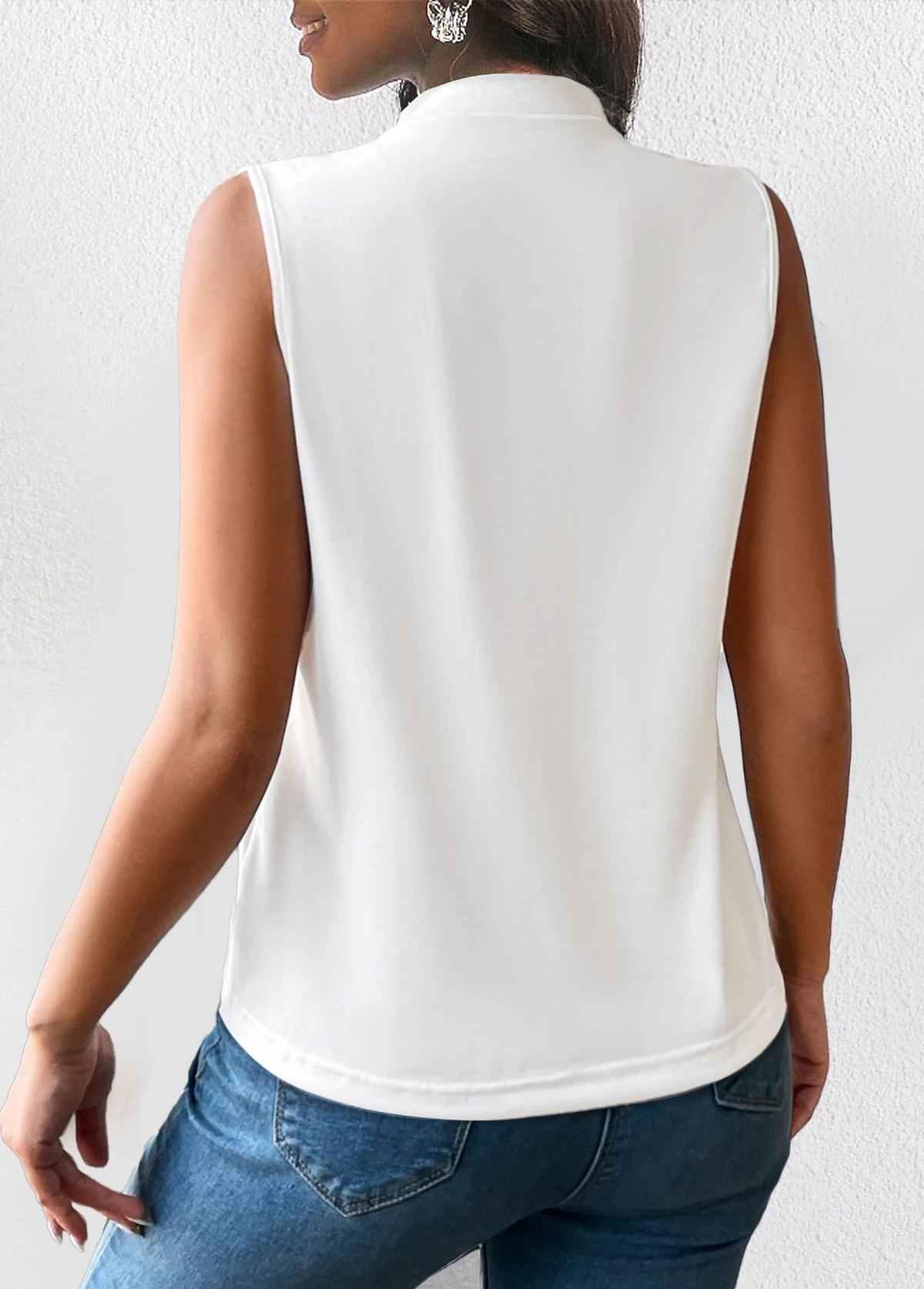 White V Neck Lightweight Tank Top 2 White V Neck Lightweight Tank Top - Image 2