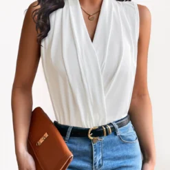 White V Neck Lightweight Tank Top 5 White V Neck Lightweight Tank Top -Rosewe Online Store 324455 P 1673585861099