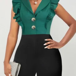 Plus Size Sleeveless Shawl Collar Regular Romper 10 Plus Size Sleeveless Shawl Collar Regular Romper -Rosewe Online Store 324606 P 1685078393648