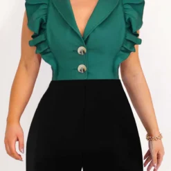 Plus Size Sleeveless Shawl Collar Regular Romper 8 Plus Size Sleeveless Shawl Collar Regular Romper -Rosewe Online Store 325281 P 1685078566059